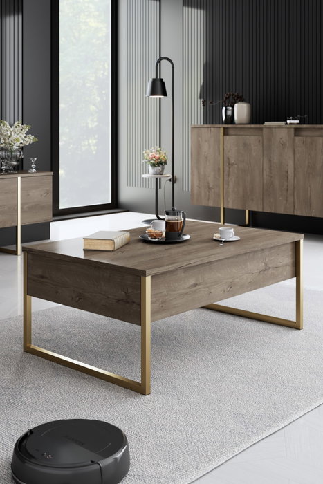 Hanah Home Luxe - Conjunto de muebles de salón Nogal y Dorado Hanah Home Luxe - Conjunto de muebles de salón Nogal y Dorado